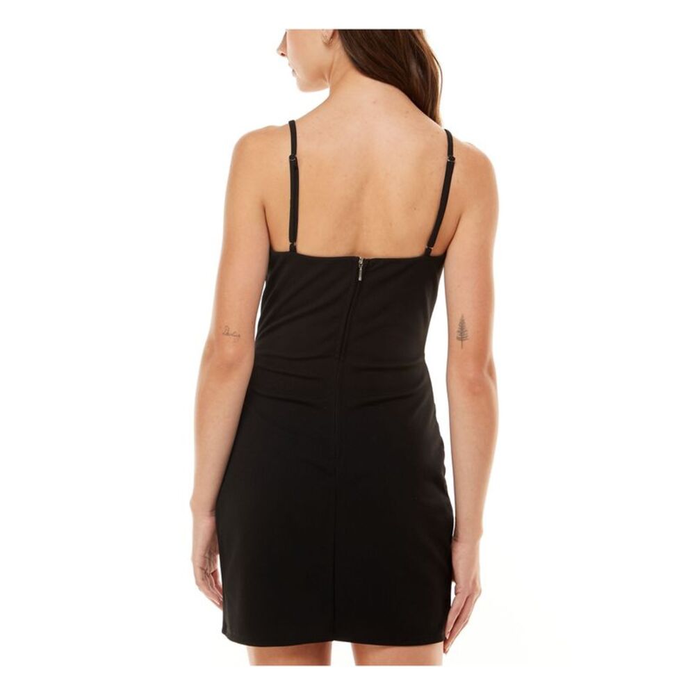 TRIXXI Womens Mini Dress Black Adjustable Straps Center Twist Juniors 5 - Picture 2 of 4